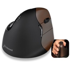 Evoluent VerticalMouse 4 Small Optisk Trådløs Sort Brun